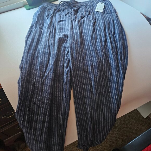 Navy Striped Lightweight Linen Pants – NWT! - Picture 2 of 5